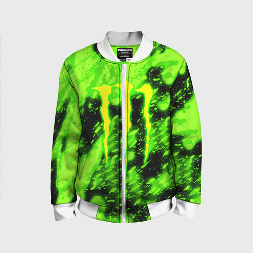 Детский бомбер Monster energy кислотное лого / 3D-Белый – фото 1
