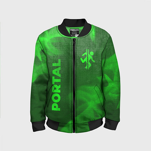 Детский бомбер Portal - green gradient вертикально / 3D-Черный – фото 1