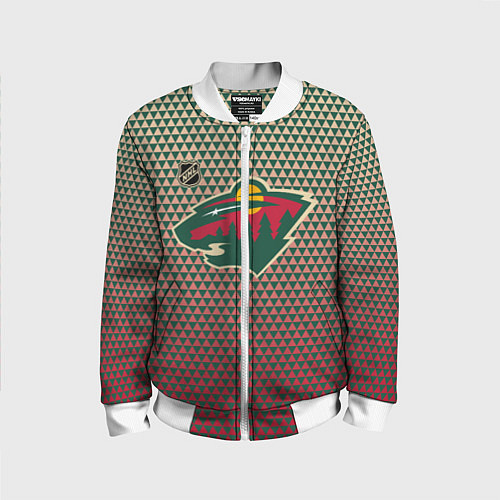 Детский бомбер Миннесота Уайлд - геометрический градиент / 3D-Белый – фото 1