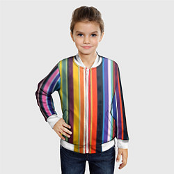 Бомбер детский Разноцветная полоска, цвет: 3D-белый — фото 2