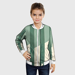 Бомбер детский Зеленые полосы, цвет: 3D-белый — фото 2