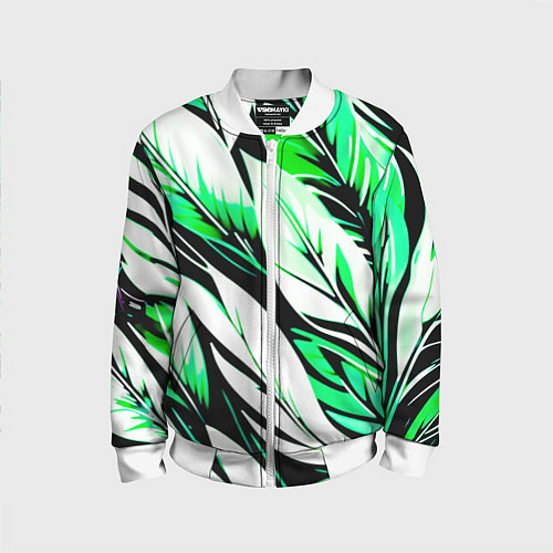 Детский бомбер Крупные листья абстракция / 3D-Белый – фото 1