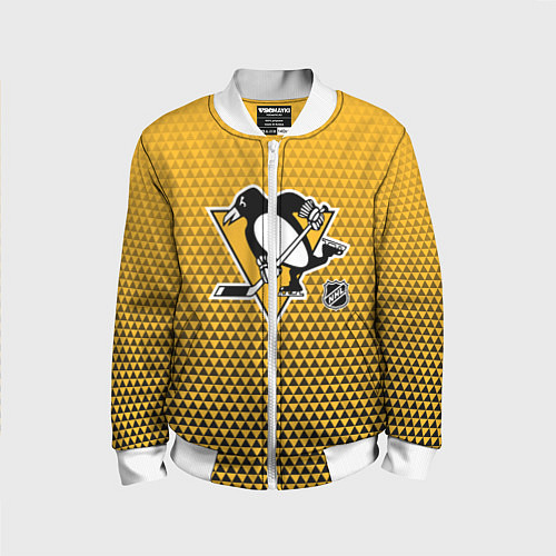 Детский бомбер Питтсбург Пингвинз - черный и желтый / 3D-Белый – фото 1