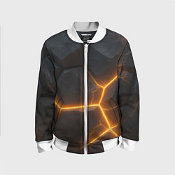 Бомбер детский Черные плиты с оранжевой молнией, цвет: 3D-белый