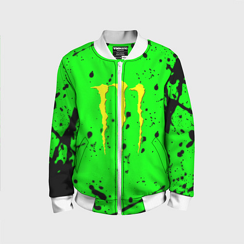 Детский бомбер Monster energy кислотные брызги / 3D-Белый – фото 1