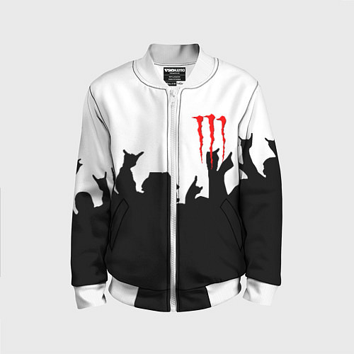 Детский бомбер Monster energy rock black / 3D-Белый – фото 1