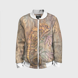 Бомбер детский Стимпанк механический киберхамелеон, цвет: 3D-белый