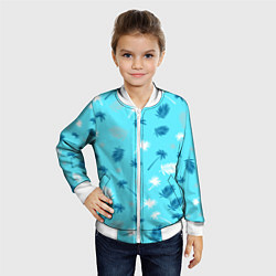 Бомбер детский Текстура голубой гавайской рубашки, цвет: 3D-белый — фото 2