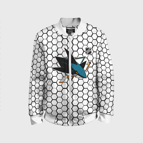 Детский бомбер Сан Хосе Шаркс - белые плиты / 3D-Белый – фото 1