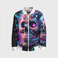 Детский бомбер Neon cyber skull