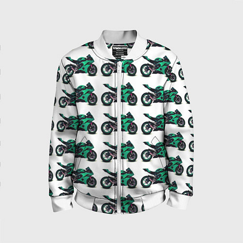 Детский бомбер Motorcycle turquoise / 3D-Белый – фото 1