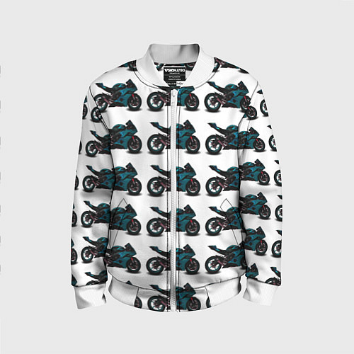 Детский бомбер Motorbike blue / 3D-Белый – фото 1