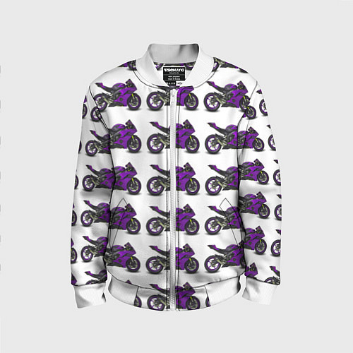 Детский бомбер Motorcycle purple / 3D-Белый – фото 1