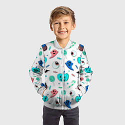 Бомбер детский Halloween light blue pumpkin, цвет: 3D-белый — фото 2