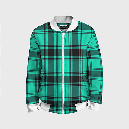 Детский бомбер Checkered turquoise / 3D-Белый – фото 1