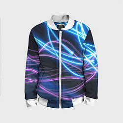 Бомбер детский Неоновая абстракция на темном, цвет: 3D-белый