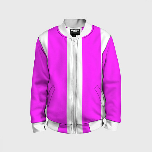 Детский бомбер Color white pink line / 3D-Белый – фото 1
