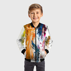 Бомбер детский Разноцветные мазки кисти на палитре художника, цвет: 3D-черный — фото 2