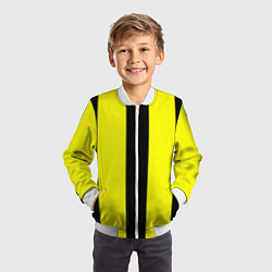 Бомбер детский Color yellow black line, цвет: 3D-белый — фото 2