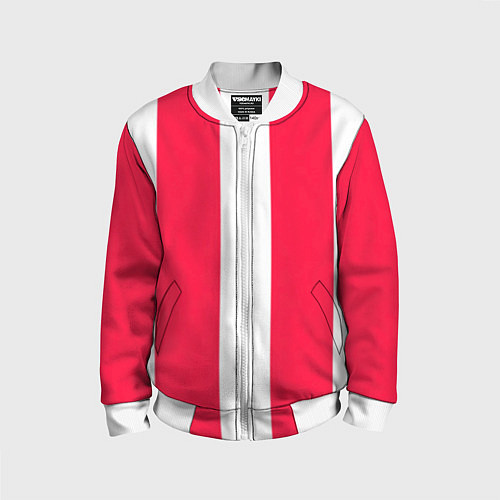 Детский бомбер Color red white line / 3D-Белый – фото 1