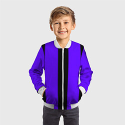 Бомбер детский Color purple black stripes, цвет: 3D-белый — фото 2