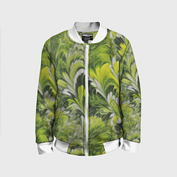 Детский бомбер Мраморный абстрактный паттерн - зеленые и желтые о