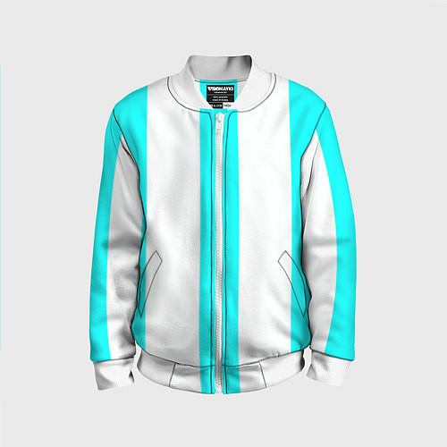 Детский бомбер Color light blue white lines / 3D-Белый – фото 1