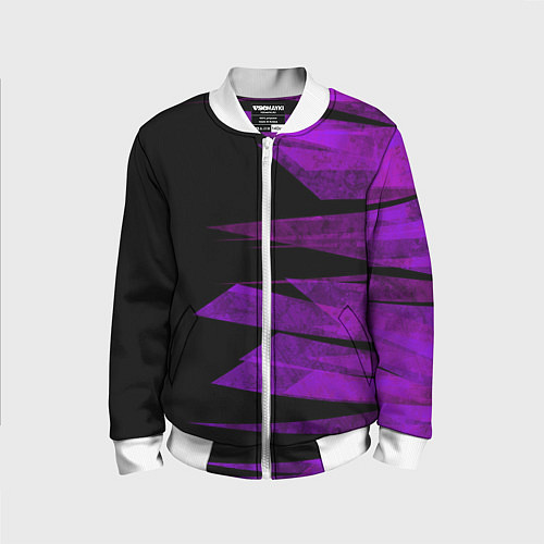 Детский бомбер Color purple black stripes / 3D-Белый – фото 1