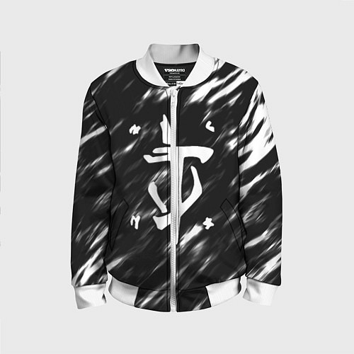 Детский бомбер Doom штрихи красок / 3D-Белый – фото 1