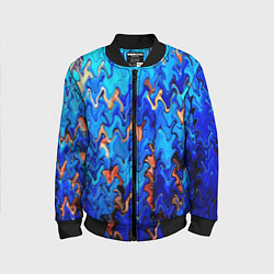 Бомбер детский Сине-голубой стекающая абстракция, цвет: 3D-черный