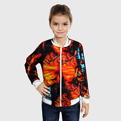 Бомбер детский Абстрактная текстура рыжего пламени, цвет: 3D-белый — фото 2