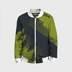 Бомбер детский Абстрактная текстура в зеленом, цвет: 3D-белый