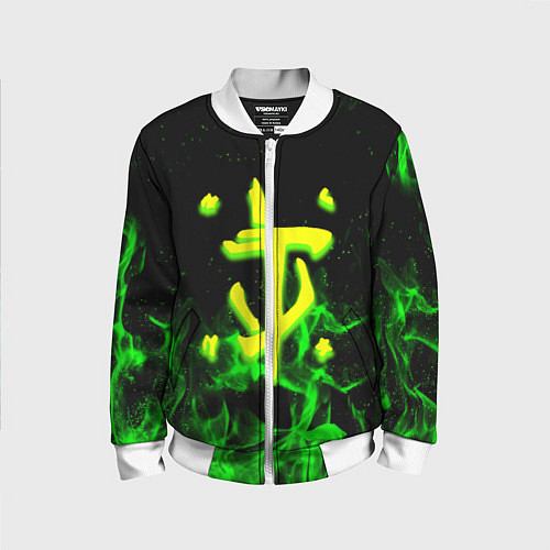 Детский бомбер Doom кислотное лого огненный / 3D-Белый – фото 1