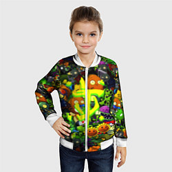 Бомбер детский Растения против зомби x Дум лого, цвет: 3D-белый — фото 2