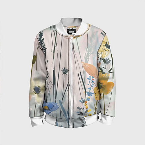Детский бомбер Цветы полевые / 3D-Белый – фото 1