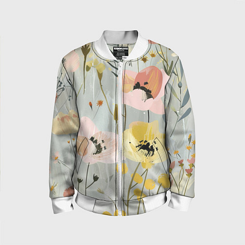 Детский бомбер Цветы и цветочки / 3D-Белый – фото 1