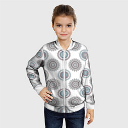 Бомбер детский Круглый разноцветный узор мандала, цвет: 3D-белый — фото 2