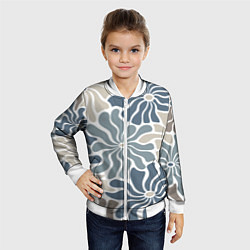Бомбер детский Цветы blue and beige pattern, цвет: 3D-белый — фото 2