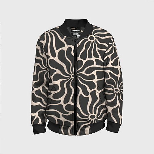 Детский бомбер Цветы black pattern / 3D-Черный – фото 1