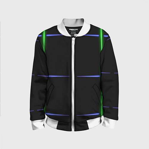 Детский бомбер Color black green purple stripes / 3D-Белый – фото 1