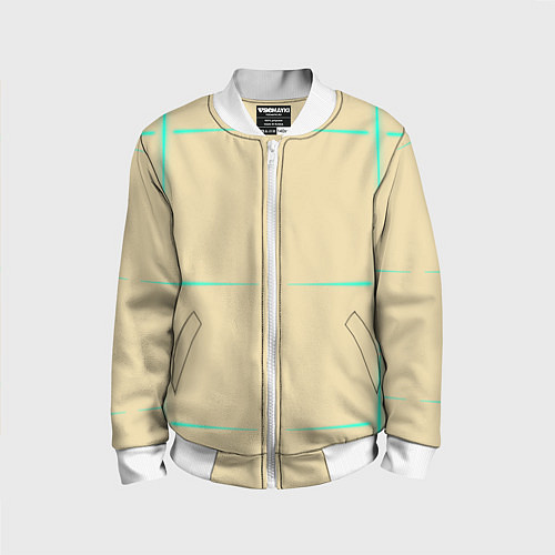 Детский бомбер Color beige green stripes / 3D-Белый – фото 1