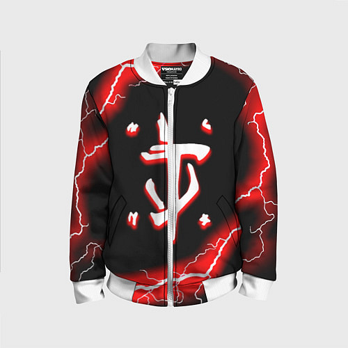 Детский бомбер Doom красный шторм / 3D-Белый – фото 1