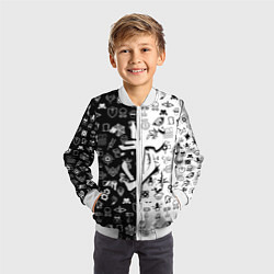 Бомбер детский Doom ачивки паттерн, цвет: 3D-белый — фото 2