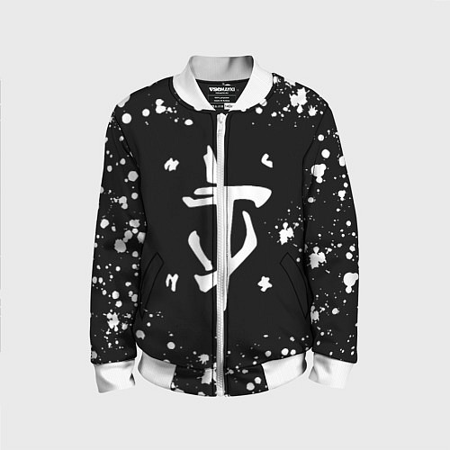 Детский бомбер Doom брызги белых красок / 3D-Белый – фото 1