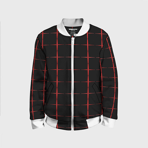 Детский бомбер Color black red crosses / 3D-Белый – фото 1