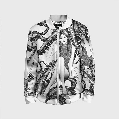 Детский бомбер Junji Ito Death Stranding Tomie and octopus patter / 3D-Белый – фото 1