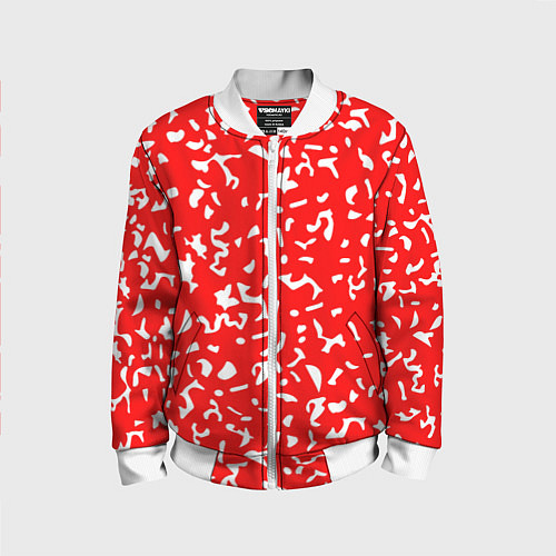 Детский бомбер Красный яркий камуфляж / 3D-Белый – фото 1