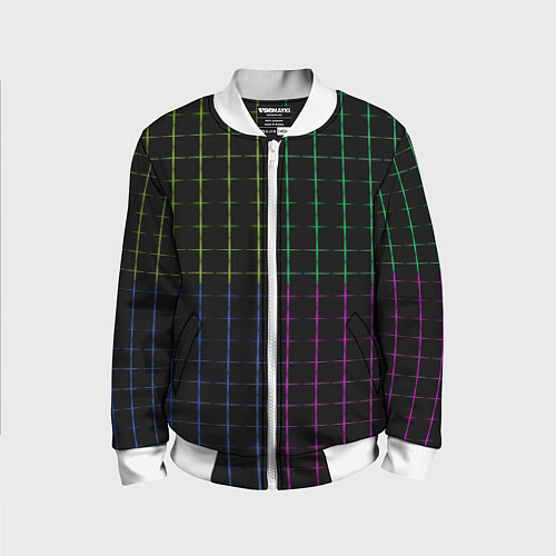 Детский бомбер Color black multicolored stripes / 3D-Белый – фото 1