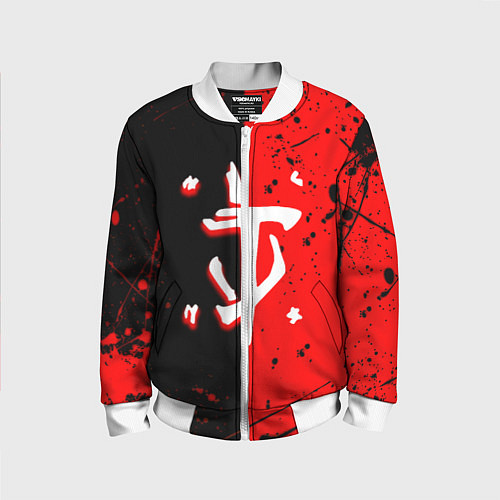 Детский бомбер Doom текстура краски / 3D-Белый – фото 1