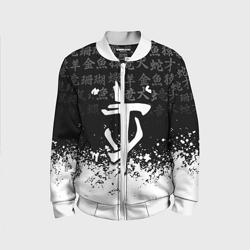 Детский бомбер Doom японские символы краски / 3D-Белый – фото 1